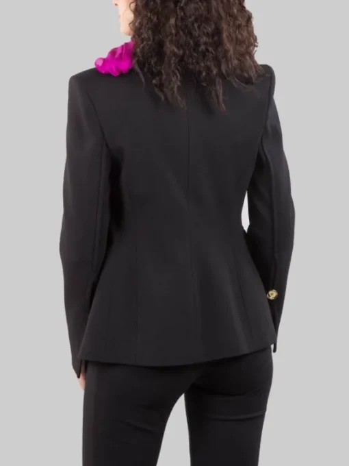 Sale PINKO GIACCA MONOPETTO NERA GIAMBURRASCA IN PUNTO STOFFA CON BOTTONI ORO Nero