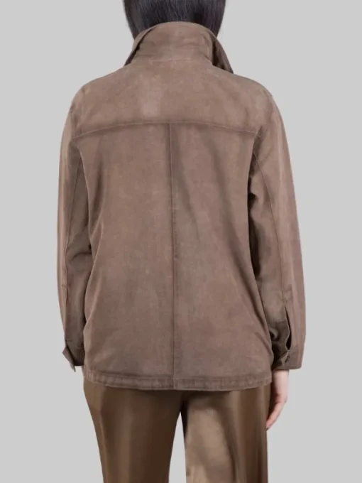 Fashion THE JACKIE LEATHERS GIACCA SAHARIANA PALM BAY IN PELLE SUEDE EFFETTO VINTAGE CON PUNTI LUCE Stone