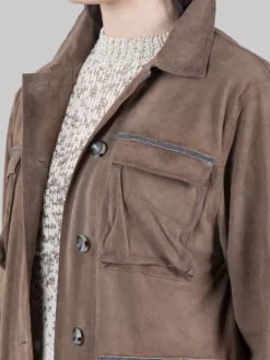 Fashion THE JACKIE LEATHERS GIACCA SAHARIANA PALM BAY IN PELLE SUEDE EFFETTO VINTAGE CON PUNTI LUCE Stone