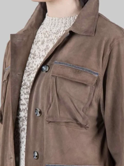 Fashion THE JACKIE LEATHERS GIACCA SAHARIANA PALM BAY IN PELLE SUEDE EFFETTO VINTAGE CON PUNTI LUCE Stone
