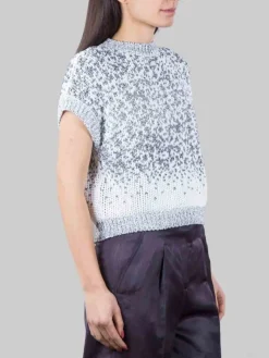 Clearance PESERICO GILET GIROCOLLO BIANCO E BLU CON MICRO PAILLETTES RICAMATE Biancoeblu