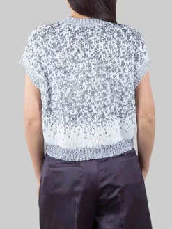 Clearance PESERICO GILET GIROCOLLO BIANCO E BLU CON MICRO PAILLETTES RICAMATE Biancoeblu