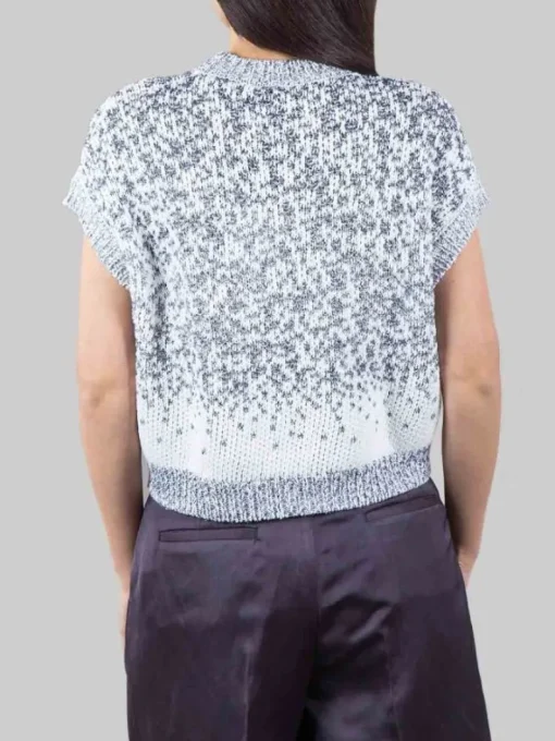 Clearance PESERICO GILET GIROCOLLO BIANCO E BLU CON MICRO PAILLETTES RICAMATE Biancoeblu