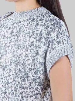 Clearance PESERICO GILET GIROCOLLO BIANCO E BLU CON MICRO PAILLETTES RICAMATE Biancoeblu