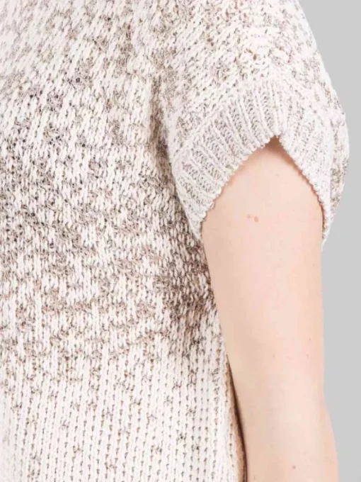 Outlet PESERICO GILET GIROCOLLO BIANCO E BEIGE CON MICRO PAILLETTES RICAMATE Biancoebeige