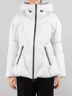New HERNO GIUBBETTO LAMINAR CON CAPPUCCIO Bianco