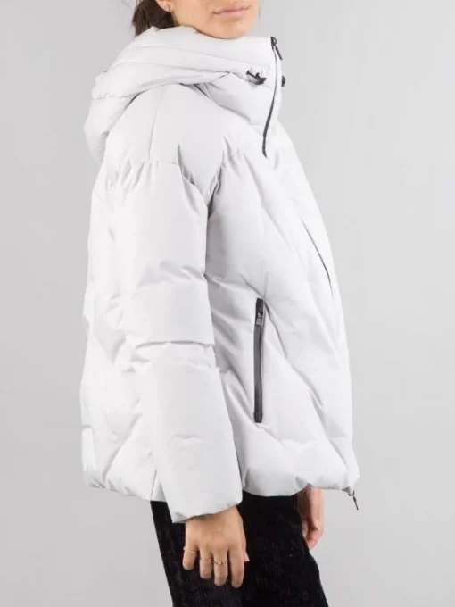 New HERNO GIUBBETTO LAMINAR CON CAPPUCCIO Bianco