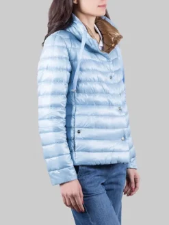 Clearance HERNO GIUBBETTO REVERSIBILE IN NYLON E CARAMELLO ULTRALEGGERO Celeste