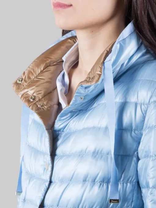 Clearance HERNO GIUBBETTO REVERSIBILE IN NYLON E CARAMELLO ULTRALEGGERO Celeste