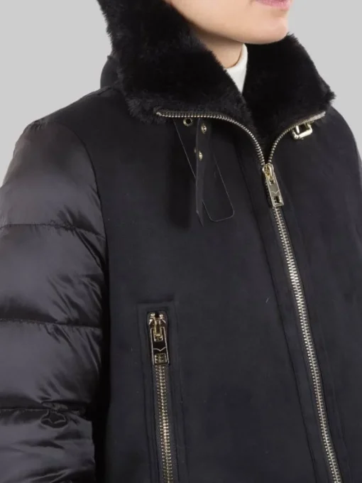 Outlet VIOLANTI GIUBBOTTO IN ECO MONTONE E PIUMINO CON INSERTI IN ECO PELLICCIA Nero