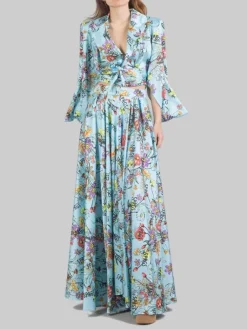 Hot 5 PROGRESS GONNA LUNGA IN TWILL A FANTASIA FLOREALE Celeste