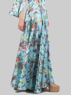 Hot 5 PROGRESS GONNA LUNGA IN TWILL A FANTASIA FLOREALE Celeste