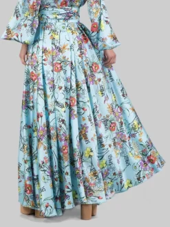 Hot 5 PROGRESS GONNA LUNGA IN TWILL A FANTASIA FLOREALE Celeste