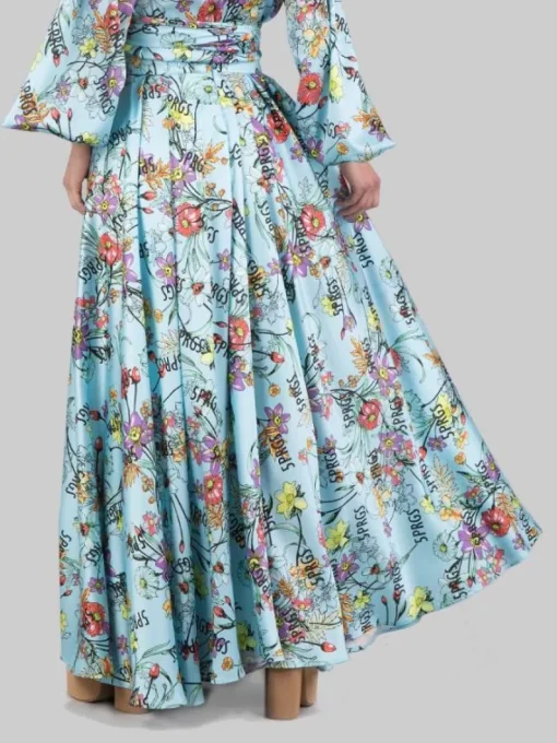 Hot 5 PROGRESS GONNA LUNGA IN TWILL A FANTASIA FLOREALE Celeste