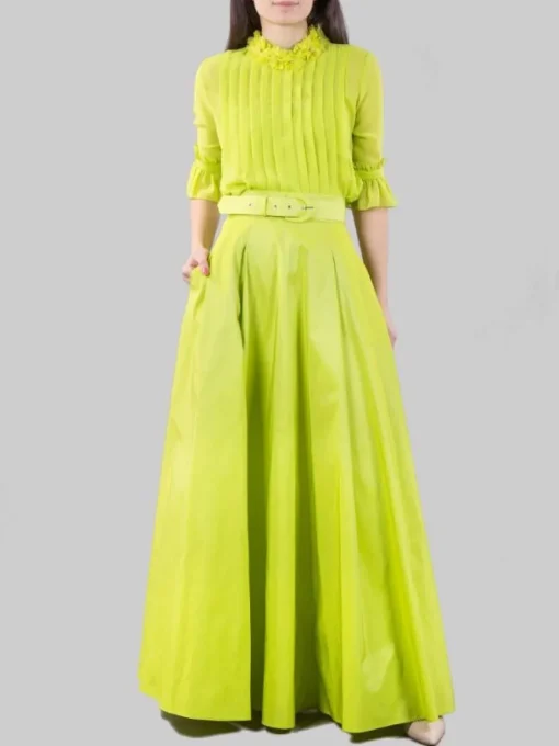 New CARLA RUIZ GONNA LUNGA CON CINTURA IN VITA Lime