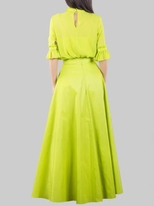 New CARLA RUIZ GONNA LUNGA CON CINTURA IN VITA Lime