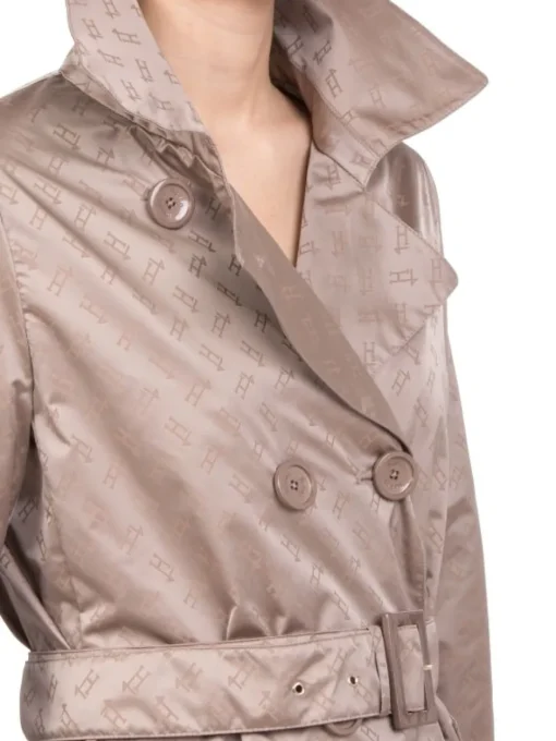 Sale HERNO IMPERMEABILE DOPPIOPETTO IN TESSUTO LOGATO CON CINTURA TORTORA Beige
