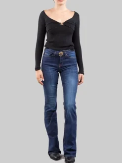 Best PINKO JEANS FLARE SLIM FIT IN TESSUTO ELASTICIZZATO CON CINTURA LOVE BIRDS Blu
