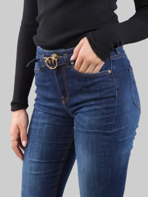Best PINKO JEANS FLARE SLIM FIT IN TESSUTO ELASTICIZZATO CON CINTURA LOVE BIRDS Blu