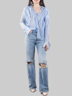 Sale DONDUP FRANCINE IN DENIM LAVATO CON ROTTURE ANTERIORI Jeans