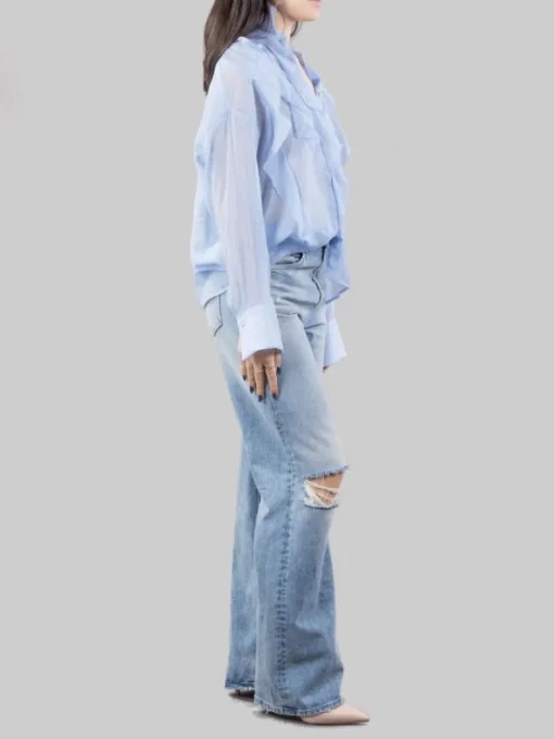 Sale DONDUP FRANCINE IN DENIM LAVATO CON ROTTURE ANTERIORI Jeans