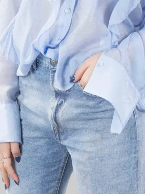 Sale DONDUP FRANCINE IN DENIM LAVATO CON ROTTURE ANTERIORI Jeans