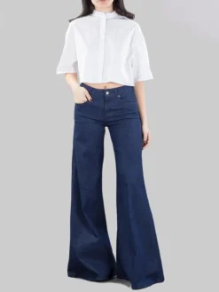 Hot DONDUP JEANS MARLEN IN COTONE ELASTICIZZATO WIDE LEG Blujeans