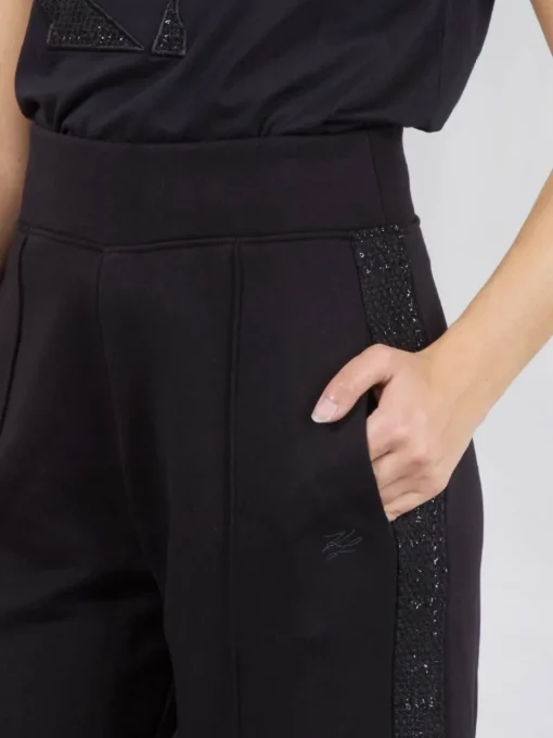 Clearance KARL LAGERFELD JOGGER CON INSERTO LATERALE IN BOUCLÉ Nero
