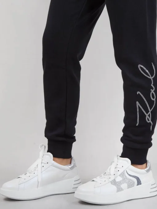Online KARL LAGERFELD JOGGER IN COTONE CON LOGO KARL IN STRASS Nero