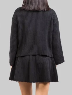 New AKEP MAGLIA A COLLO ALTO NERA IN TESSUTO A COSTINE Nero