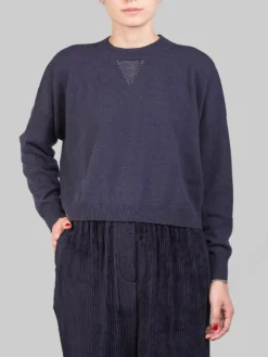 Hot PESERICO MAGLIA CORTA GIROCOLLO IN FILATI NATURALI CON PUNTI LUCE Blu