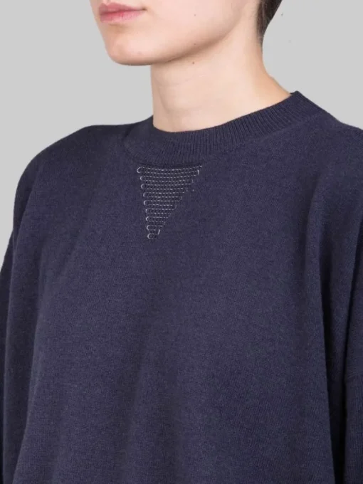 Hot PESERICO MAGLIA CORTA GIROCOLLO IN FILATI NATURALI CON PUNTI LUCE Blu