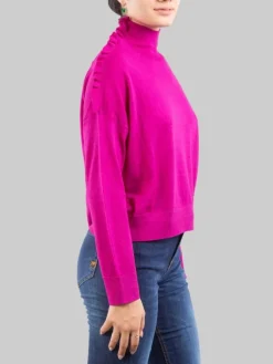 Hot PINKO MAGLIA DOLCEVITA IN LANA CON RUCHE DECORATIVA SULLA SPALLA Viola
