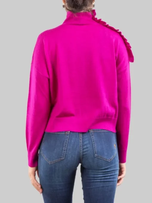 Hot PINKO MAGLIA DOLCEVITA IN LANA CON RUCHE DECORATIVA SULLA SPALLA Viola