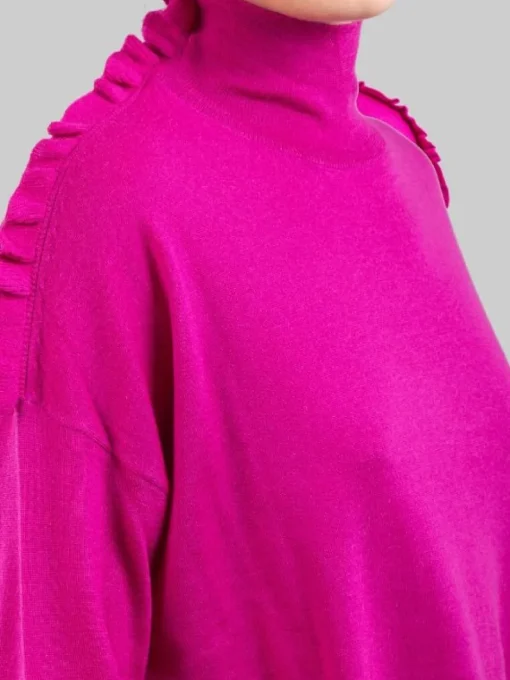 Hot PINKO MAGLIA DOLCEVITA IN LANA CON RUCHE DECORATIVA SULLA SPALLA Viola