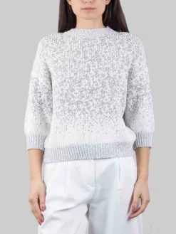 Discount PESERICO MAGLIA GIROCOLLO BIANCA E GRIGIA CON MICRO PAILLETTES RICAMATE Biancoegrigio