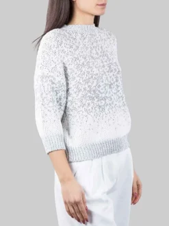 Discount PESERICO MAGLIA GIROCOLLO BIANCA E GRIGIA CON MICRO PAILLETTES RICAMATE Biancoegrigio