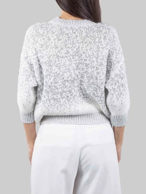 Discount PESERICO MAGLIA GIROCOLLO BIANCA E GRIGIA CON MICRO PAILLETTES RICAMATE Biancoegrigio