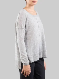 Best ABSOLUT CASHMERE MAGLIA CHIARO IN CASHMERE GIROCOLLO CON RIGA Grigio