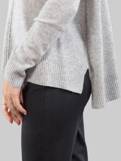 Best ABSOLUT CASHMERE MAGLIA CHIARO IN CASHMERE GIROCOLLO CON RIGA Grigio