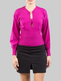 Best PINKO MAGLIA IN LANA STRETCH CON ANELLO LOVE BIRDS ORO Viola