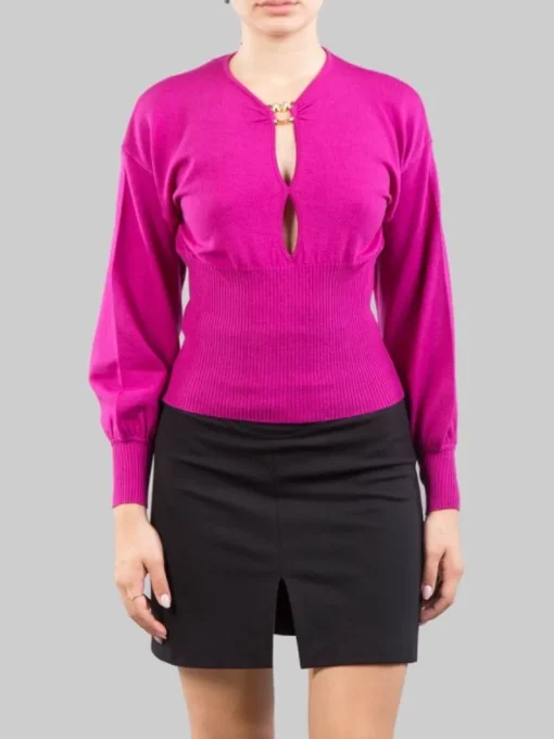 Best PINKO MAGLIA IN LANA STRETCH CON ANELLO LOVE BIRDS ORO Viola