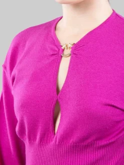 Best PINKO MAGLIA IN LANA STRETCH CON ANELLO LOVE BIRDS ORO Viola