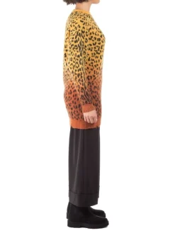 New ANIYE BY MAGLIA LUNGA GIROCOLLO A FANTASIA LEOPARDO GIALLO E ARANCIO Animalier
