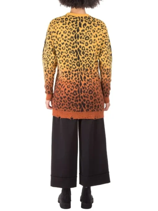 New ANIYE BY MAGLIA LUNGA GIROCOLLO A FANTASIA LEOPARDO GIALLO E ARANCIO Animalier