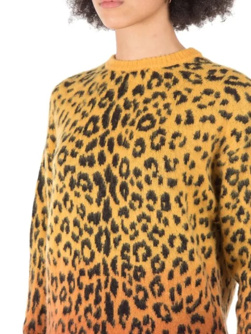 New ANIYE BY MAGLIA LUNGA GIROCOLLO A FANTASIA LEOPARDO GIALLO E ARANCIO Animalier