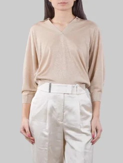 Best PESERICO MAGLIA MODELLO POLO IN MISTO VISCOSA COLOR ORO Beige
