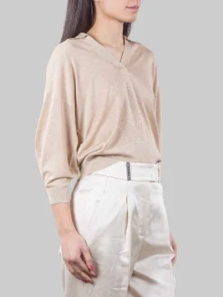 Best PESERICO MAGLIA MODELLO POLO IN MISTO VISCOSA COLOR ORO Beige