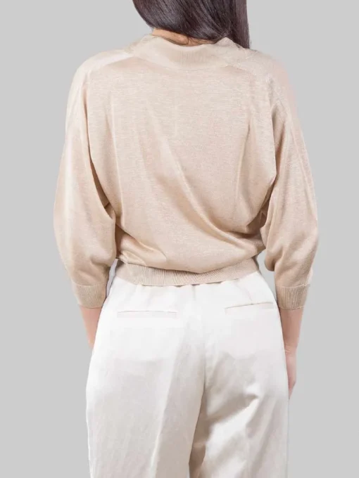 Best PESERICO MAGLIA MODELLO POLO IN MISTO VISCOSA COLOR ORO Beige