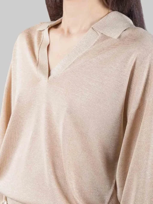 Best PESERICO MAGLIA MODELLO POLO IN MISTO VISCOSA COLOR ORO Beige